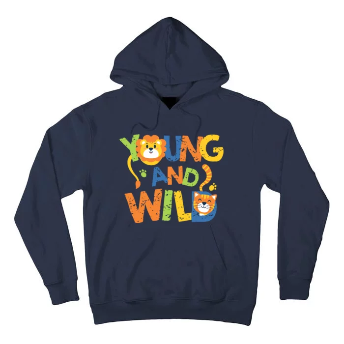 Young And Wild Typography Cute Animal Tall Hoodie