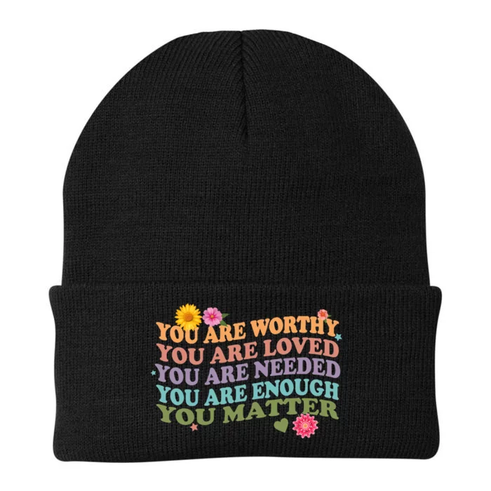 You Are Worthy You Matter Disorder Awareness Anxiety Mental Health Knit Cap Winter Beanie