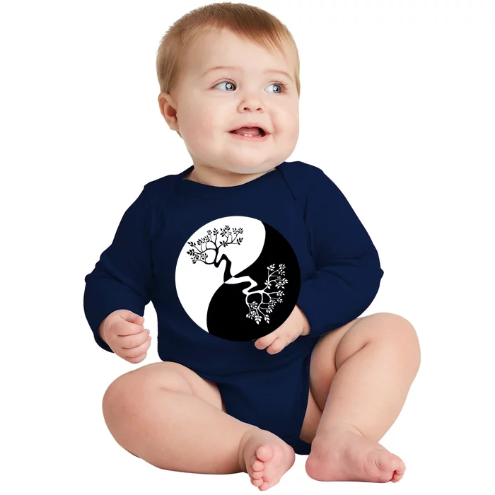 Yin And Yang Bonsai Tree Japan Buddha Zen Meditation Yoga Funny Gift Baby Long Sleeve Bodysuit