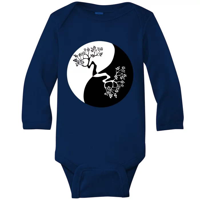 Yin And Yang Bonsai Tree Japan Buddha Zen Meditation Yoga Funny Gift Baby Long Sleeve Bodysuit