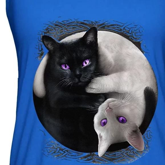 Yin And Yang Black Cat And White Cat Halloween For Ladies Essential Flowy Tank