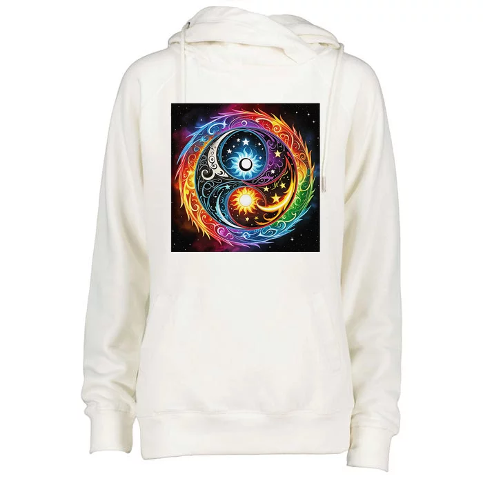 Yin And Yang Effect Womens Funnel Neck Pullover Hood