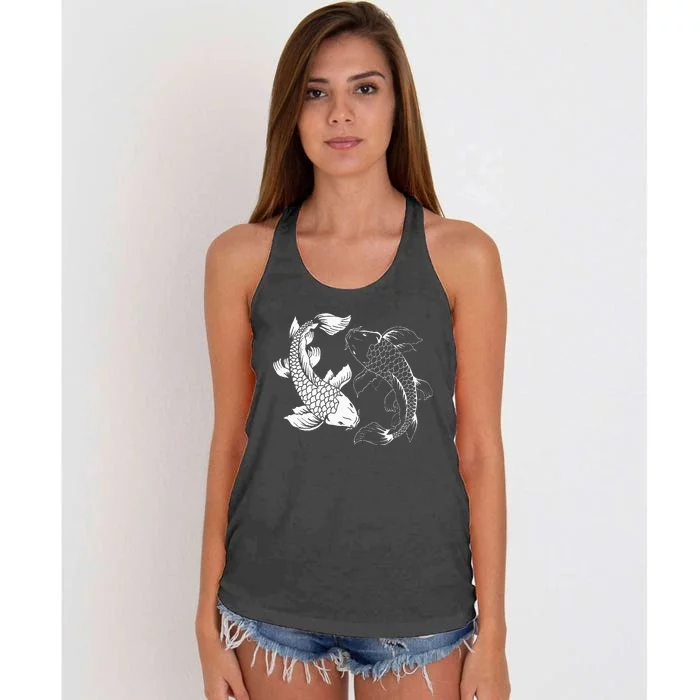 Yin And Yang Japanese Koi Fish Women's Knotted Racerback Tank