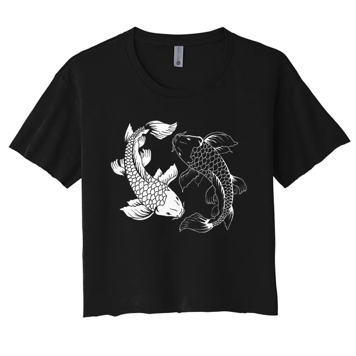 Yin And Yang Japanese Koi Fish Women's Crop Top Tee