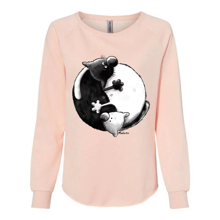 Yin And Yang Cats Womens California Wash Sweatshirt