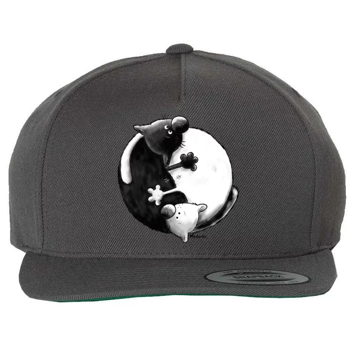 Yin And Yang Cats Wool Snapback Cap