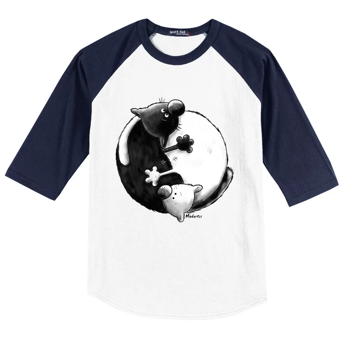 Yin And Yang Cats Baseball Sleeve Shirt