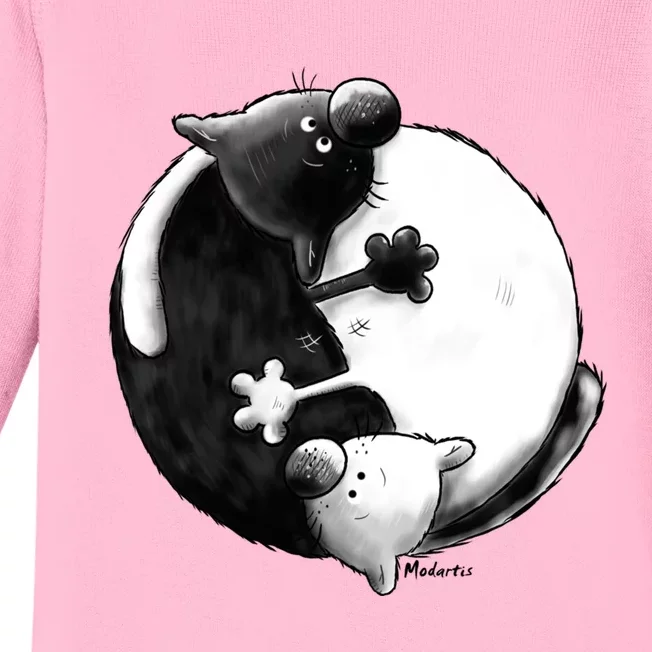 Yin And Yang Cats Baby Long Sleeve Bodysuit