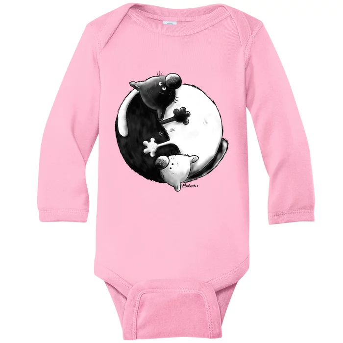 Yin And Yang Cats Baby Long Sleeve Bodysuit