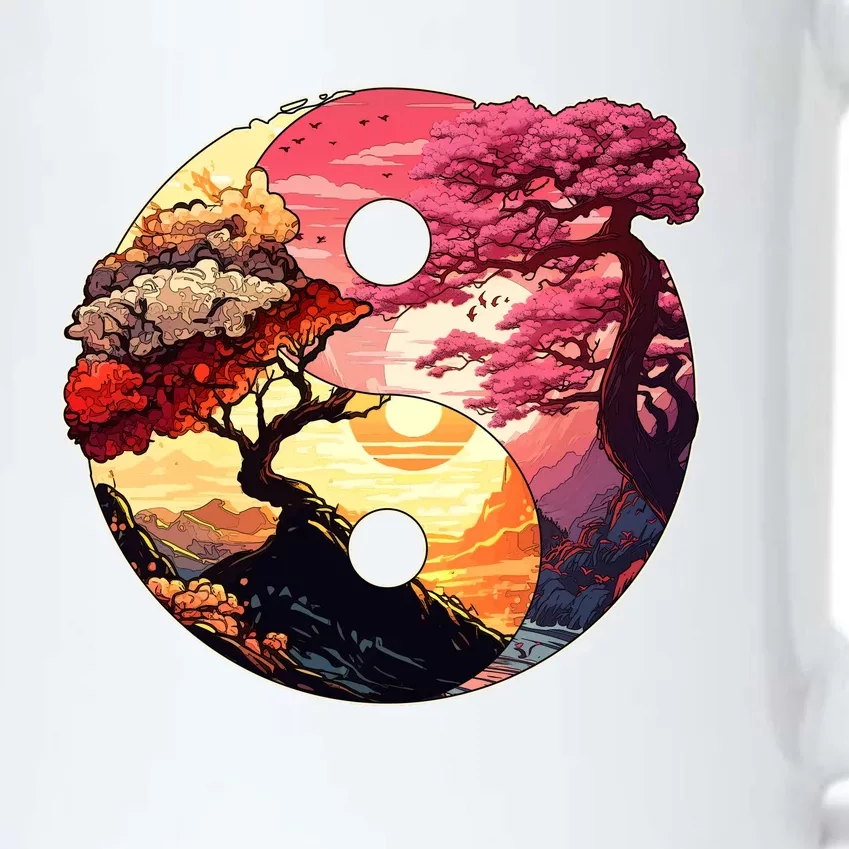 Yin And Yang Japanese Bonsai Trees Seasons Fall Spring Black Color Changing Mug