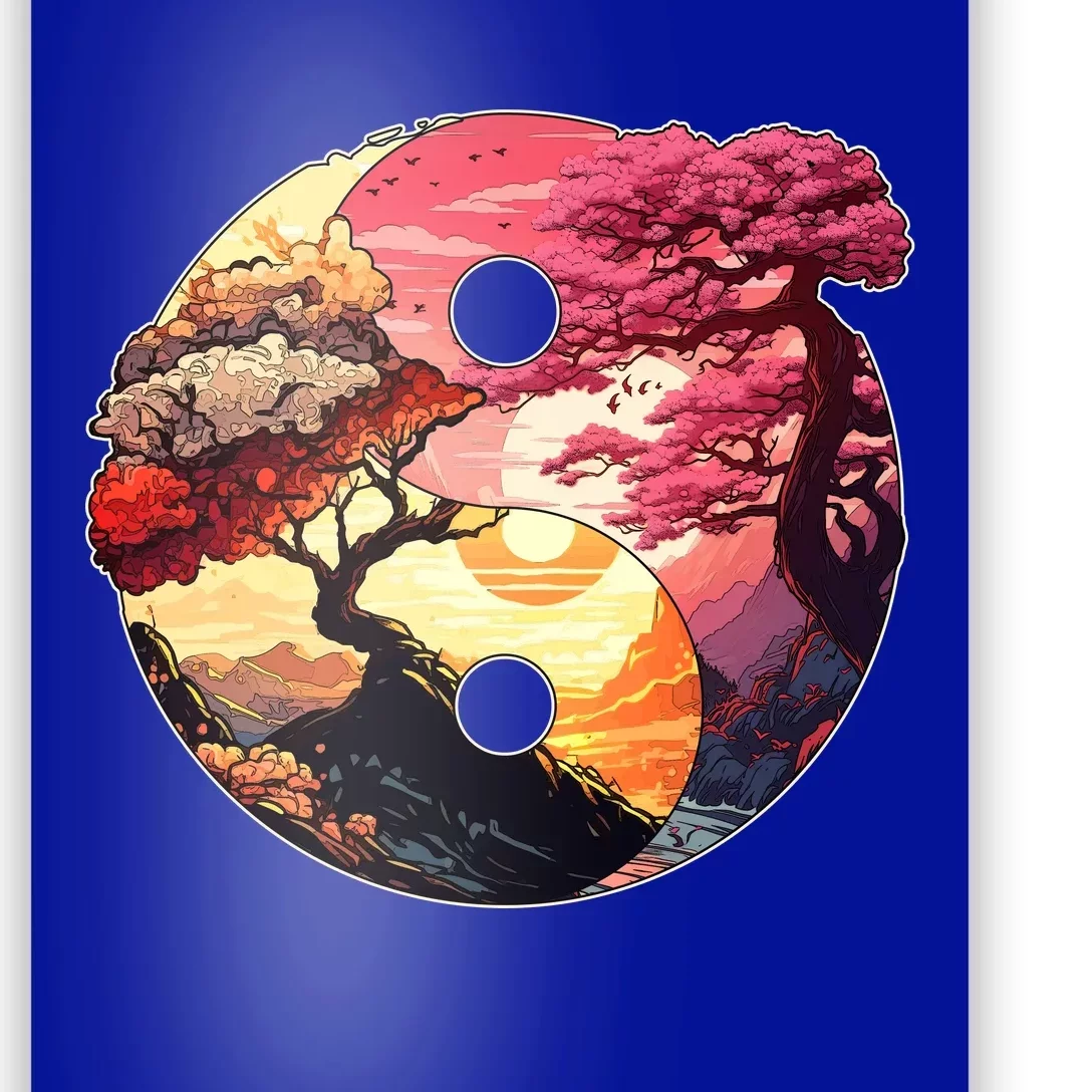 Yin And Yang Japanese Bonsai Trees Seasons Fall Spring Poster