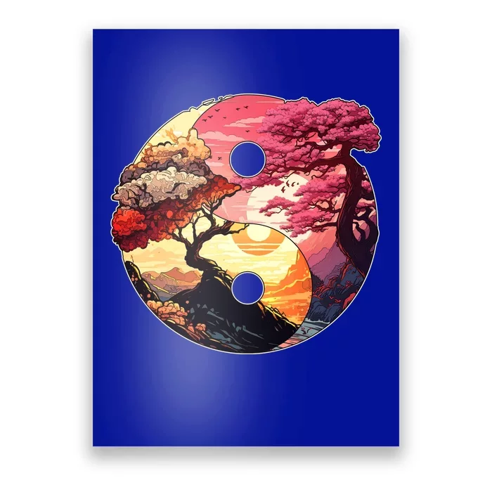 Yin And Yang Japanese Bonsai Trees Seasons Fall Spring Poster