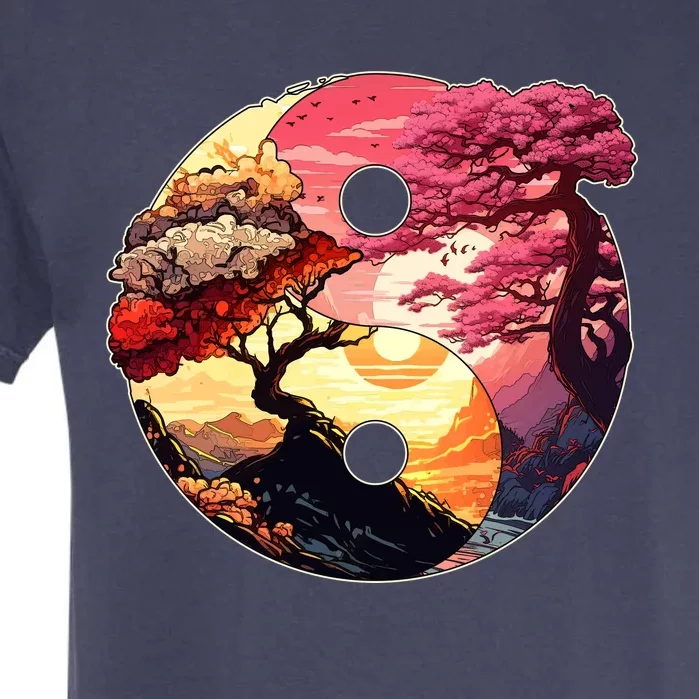 Yin And Yang Japanese Bonsai Trees Seasons Fall Spring Garment-Dyed Heavyweight T-Shirt