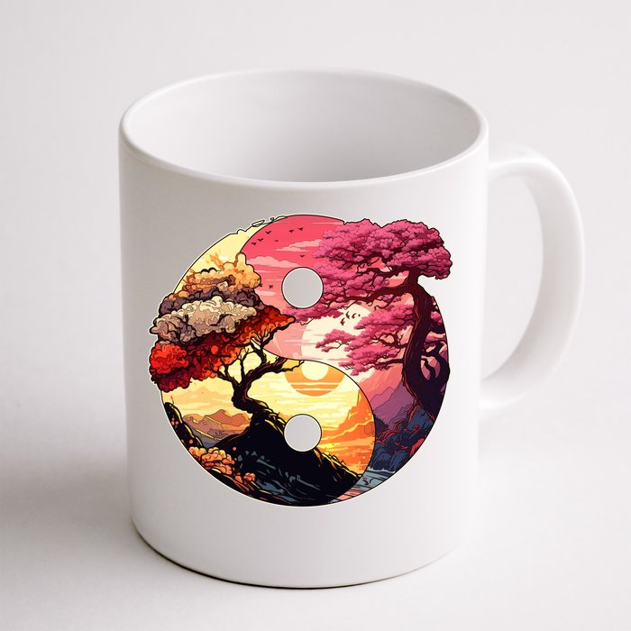 Yin And Yang Japanese Bonsai Trees Seasons Fall Spring Front & Back Coffee Mug