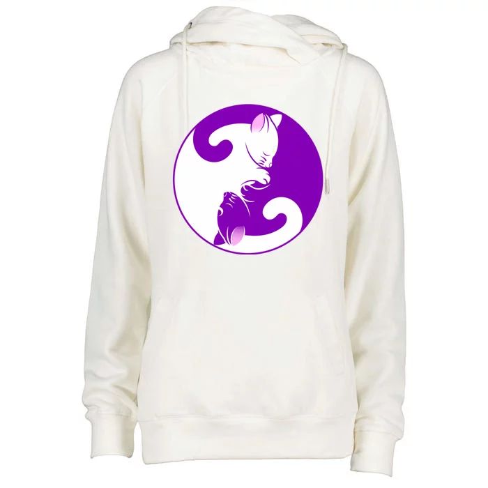 Yin And Yang Cats Cute Meditation Cat Yoga Great Gift Womens Funnel Neck Pullover Hood