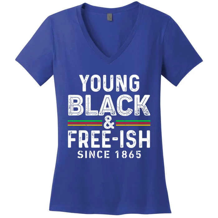 Young Black African Black History Month Freeish Meaningful Gift Women's V-Neck T-Shirt