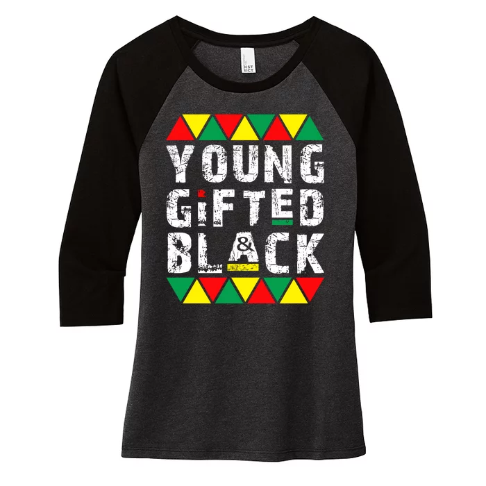 Young Black And Gifted Women's Tri-Blend 3/4-Sleeve Raglan Shirt