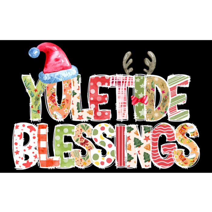 Yuletide Blessings Christmas Santa’S Hat Reindeer Antlers Bumper Sticker