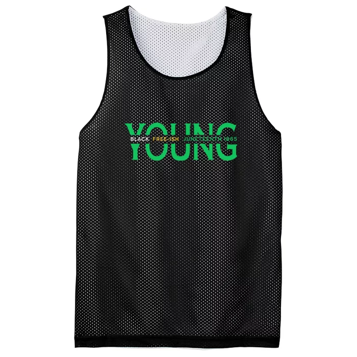 Young Black Free Ish Juneteenth 1865 Gift Mesh Reversible Basketball Jersey Tank