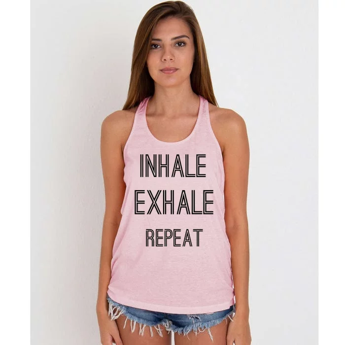 Yoga Breathing Inhale Exhale Repeat Gift Women's Knotted Racerback Tank