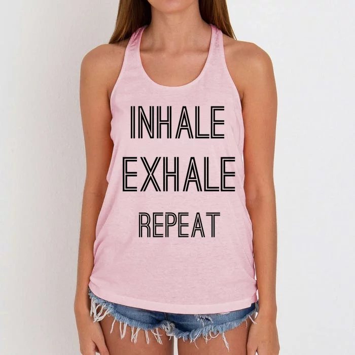 Yoga Breathing Inhale Exhale Repeat Gift Women's Knotted Racerback Tank