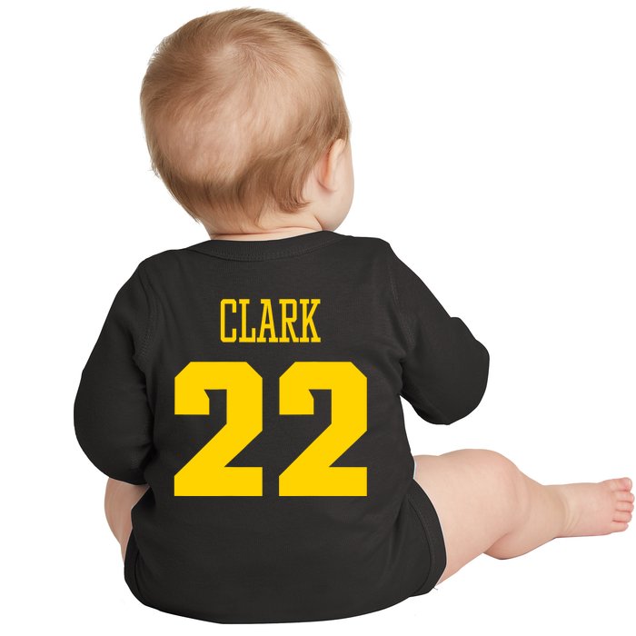 You Break It You Own It Clark 22 Iowa Front & Back Design Front & Back Baby Long Sleeve Bodysuit