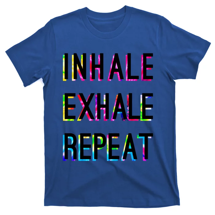 Yoga Breathing Inhale Exhale Repeat Positive Thoughts Funny Gift T-Shirt