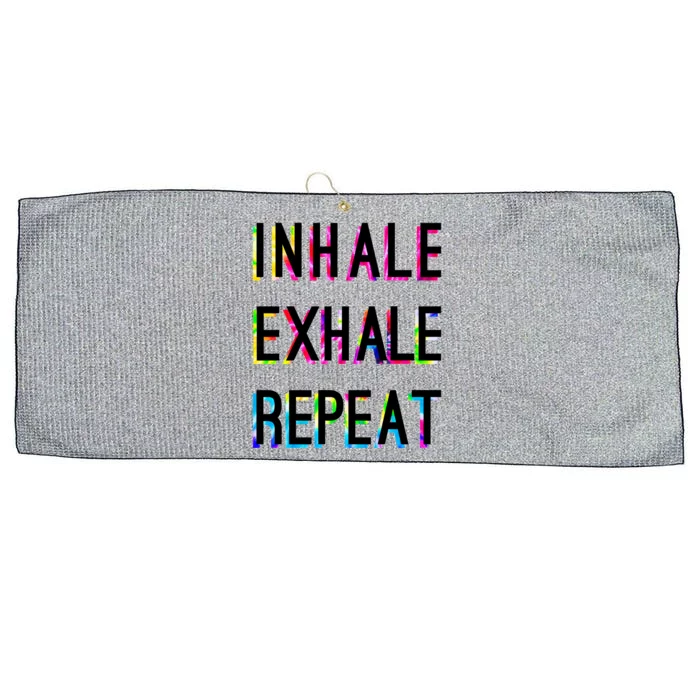 Yoga Breathing Inhale Exhale Repeat Positive Thoughts Funny Gift Large Microfiber Waffle Golf Towel