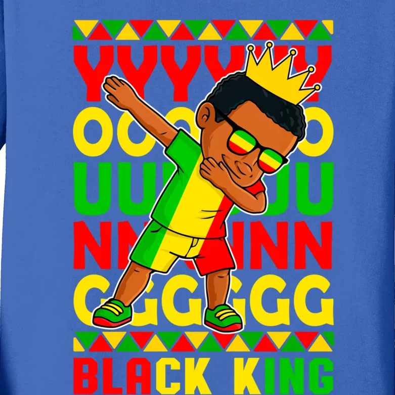 Young Black King Melanin African Juneteenth 1865 Gift Kids Long Sleeve Shirt