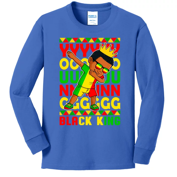 Young Black King Melanin African Juneteenth 1865 Gift Kids Long Sleeve Shirt