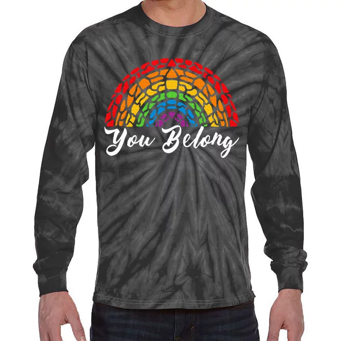 You Belong L.G.B.T.Q+ Rainbow G.A.Y Pride Tie-Dye Long Sleeve Shirt