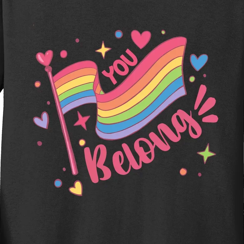 You Belong Lgbtq Ally Pride Kids Long Sleeve Shirt