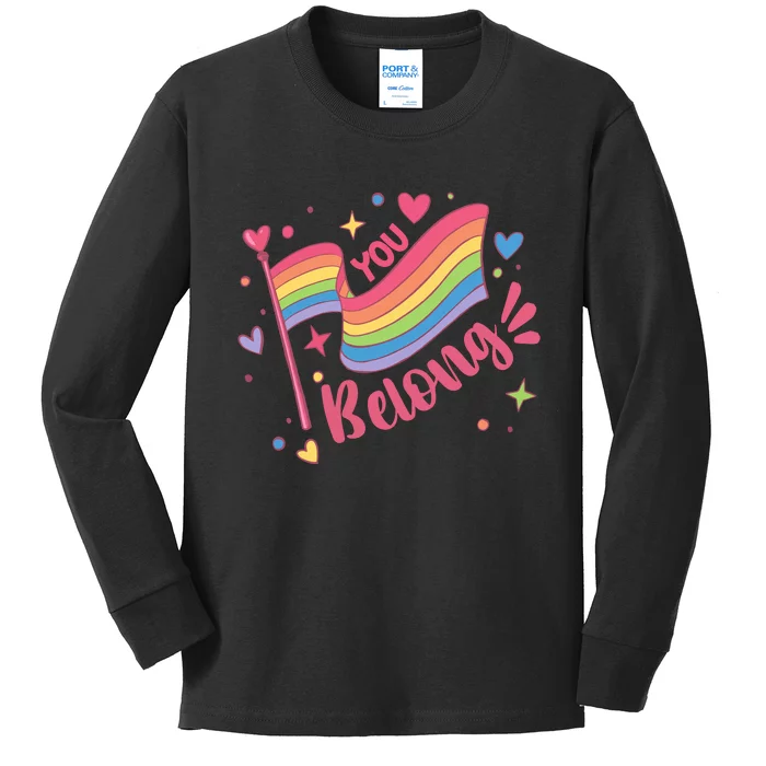 You Belong Lgbtq Ally Pride Kids Long Sleeve Shirt