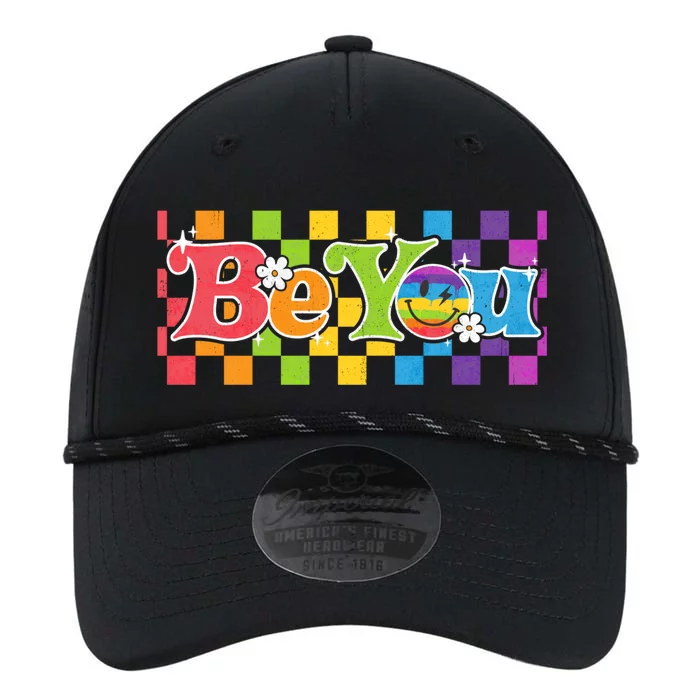 You Be Lgbtq Pride Checkered Rainbow Groovy Smile Ally Gift Performance The Dyno Cap