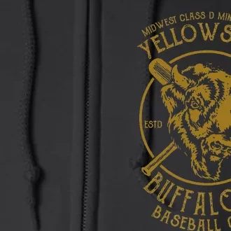 Yellowstone Buffaloes Minor League Retro Baseball Team Full Zip Hoodie