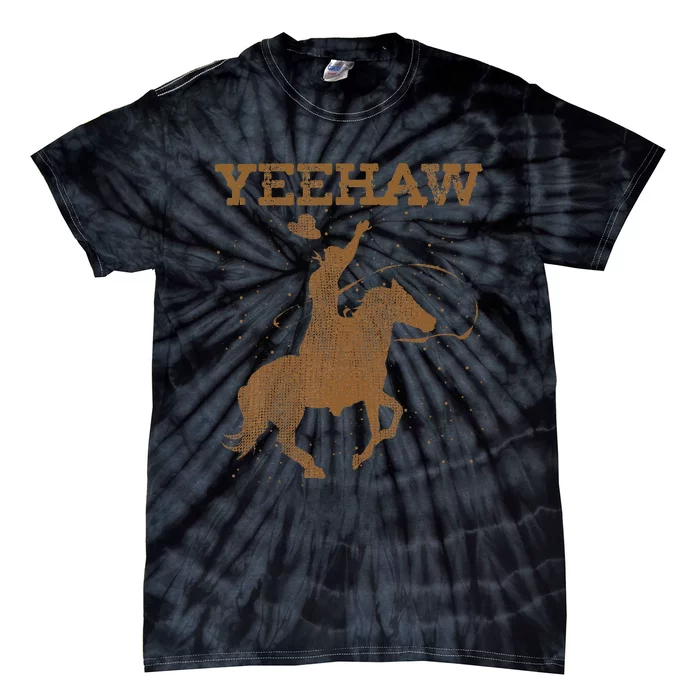 Yeehaw Bull Riding Texas Funny Western Cowboy Gift Cowboy Tie-Dye T-Shirt