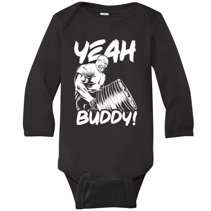 Yeah Buddy - Ronnie Coleman T-Bar Row - Gym Motivational Baby Long Sleeve Bodysuit