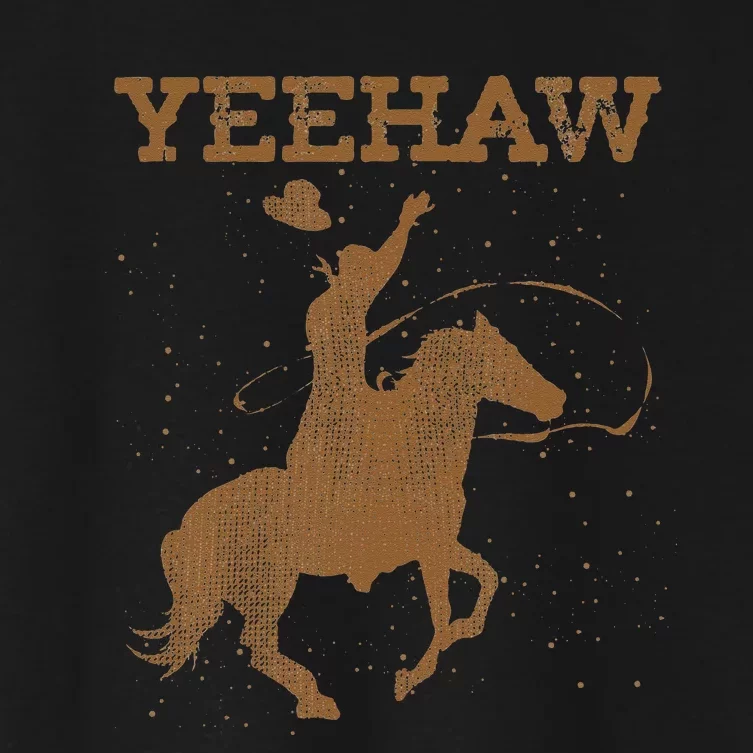 Yeehaw Bull Riding Texas Funny Western Cowboy Gift Cowboy Women's Crop Top Tee