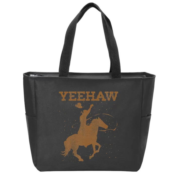 Yeehaw Bull Riding Texas Funny Western Cowboy Gift Cowboy Zip Tote Bag