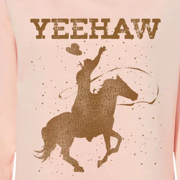 Yeehaw Bull Riding Texas Funny Western Cowboy Gift Cowboy Womens California Wash Sweatshirt