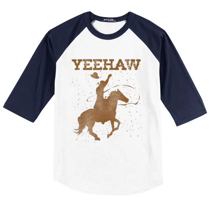 Yeehaw Bull Riding Texas Funny Western Cowboy Gift Cowboy Baseball Sleeve Shirt