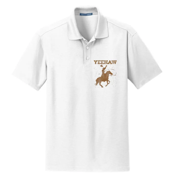 Yeehaw Bull Riding Texas Funny Western Cowboy Gift Cowboy Dry Zone Grid Performance Polo