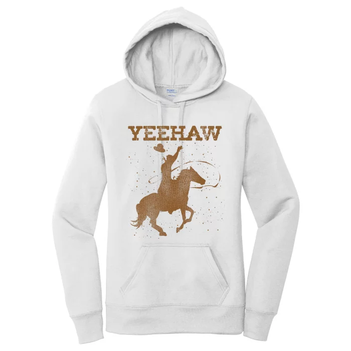 Yeehaw Bull Riding Texas Funny Western Cowboy Gift Cowboy Women's Pullover Hoodie