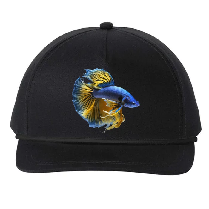 Yellow & Blue Siamese Fighting Betta Fish Aquarium Owner Snapback Five-Panel Rope Hat