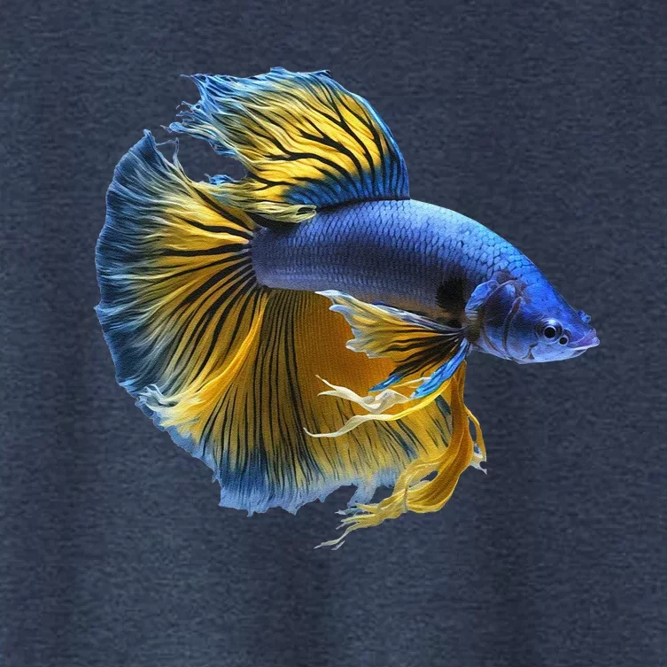 Yellow & Blue Siamese Fighting Betta Fish Aquarium Owner Women's Crop Top Tee