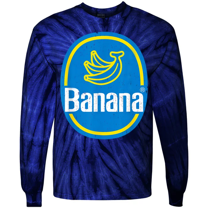 Yellow Banana Sticker Fruit Lazy Diy Easy Halloween Costume Tie-Dye Long Sleeve Shirt