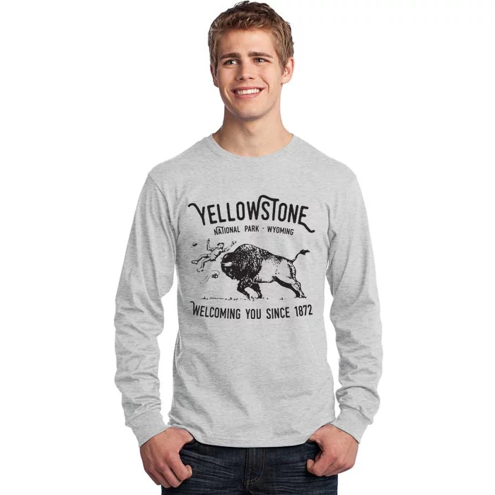 Yellowstone Bison Toss National Park Wyoming Tall Long Sleeve T-Shirt