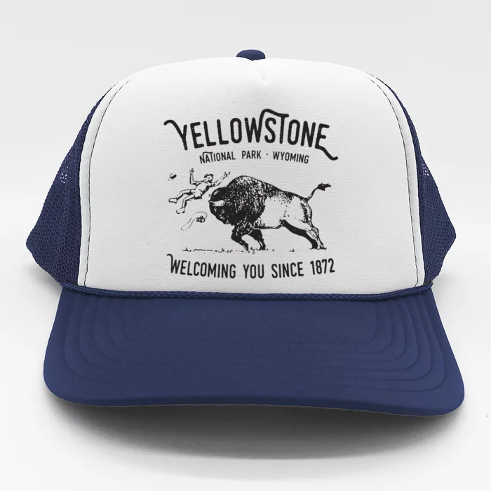 Yellowstone Bison Toss National Park Wyoming Trucker Hat