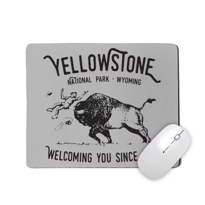 Yellowstone Bison Toss National Park Wyoming Mousepad