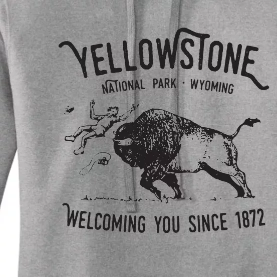 Yellowstone Bison Toss National Park Wyoming Women's Pullover Hoodie